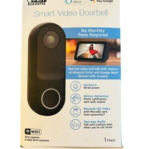 FEIT Black Smart Video Doorbell with Two-Way Audio
